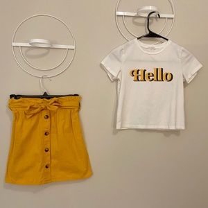 SHEIN ‘Hello’ shirt and skirt